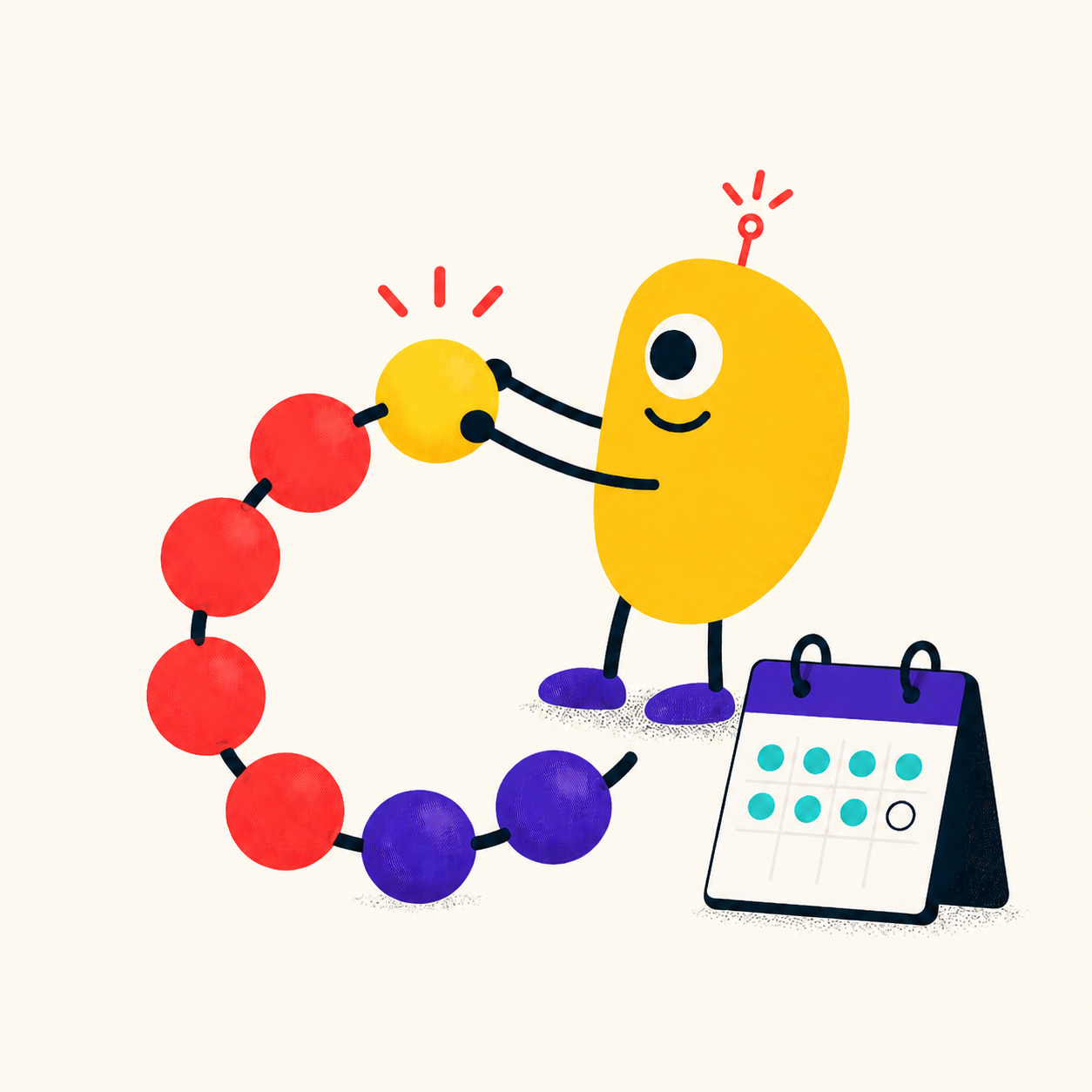 Brali mascot completing a habit chain