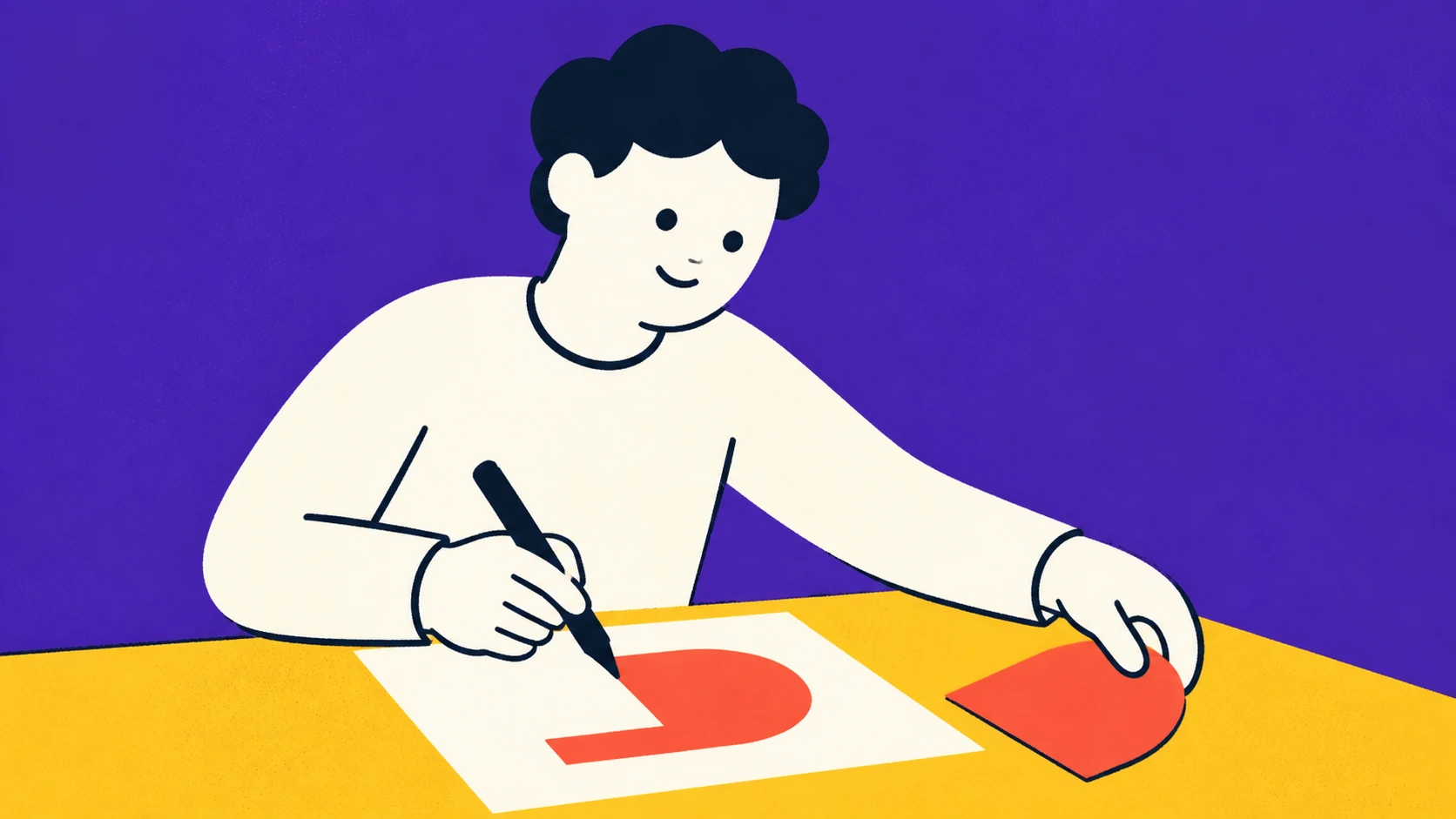 A person sketching and arranging a new visual idea